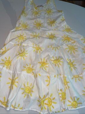 Dress Addict XS Sun Print White and Yellow Sleeveless Dress cotton